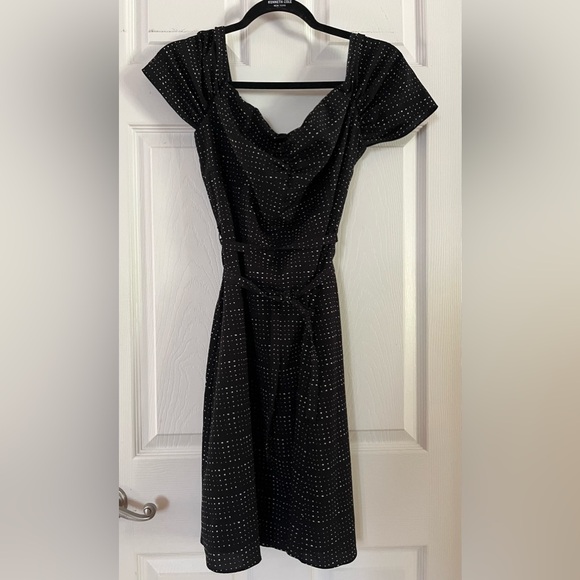 Banana Republic Dresses & Skirts - Banana Republic Black Midi Dress with White Dot Pattern